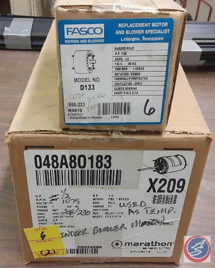 (1) Century Furnance Motor Blower, (1) Fasco Replacement Motor Shaded Pole.