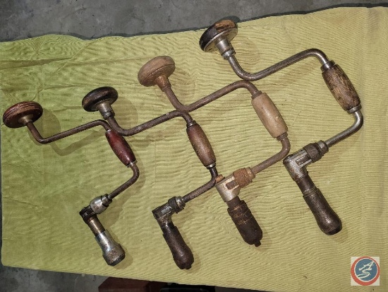 Wooden handled hand drills Vintage