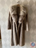 Full-length mink coat with wide fox collar. Previous owner?s first name and last-name initial are