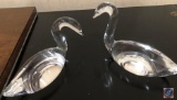 Steuben...Swan Figurines,...Crystal Abstract Owl by Steuben