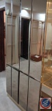 (3) Pieces Mirrored Cabinet with make up & Dressing Table in the middle with stool. Approx