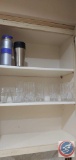 Assorted glasses, cups,