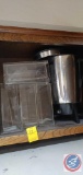 Coffee Pot with Percolator, Clear Storage Containers.