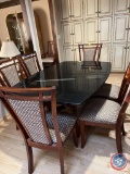 Black Marble top kitchen table, 5ft x 3.5ft x 2.5ft with six chairs...