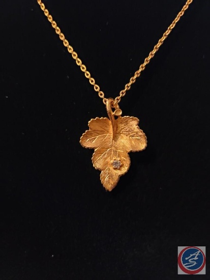 16" Oak Leaf necklace with Diamond