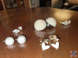 5 Pearl type clip on Earrings