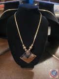 Herringbone style necklace with Diamand place and balls 28