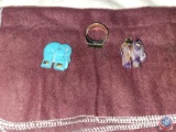 Turquoise and Amethyst Elephant and Ring