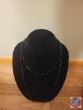 2 Black glass beaded necklace 18