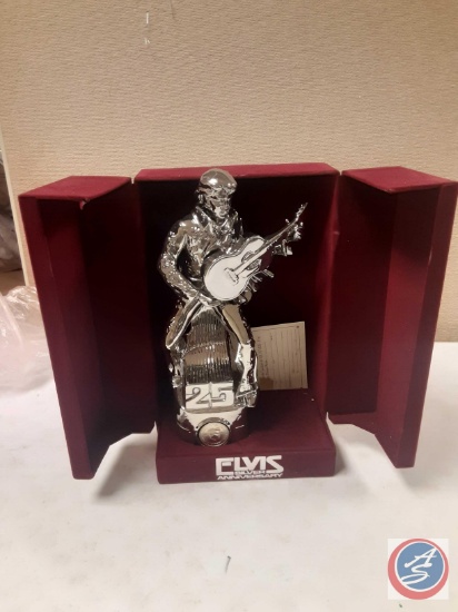 Elvis silver anniversary straight bourbon whiskey decanter with music box unopened (NO SHIPPING MUST