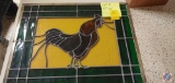 Stainglass picture of chicken .