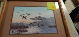 Flying ducks picture in wood frame