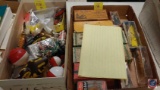One box of assorted fishing items, hooks, lures, see pictures for more details, One Flat of assorted