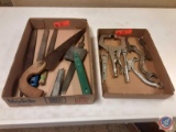 (2) Flats One Flat contains saw files, razor blade knife,...the other flat contains C-clamp, vise