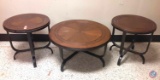 (3) round end tables measurements are (1)is 36x181/2 the other two are 24x24 sold three times the