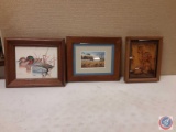 (1) signed picture of two ducks measurements are13x11, picture of some geese measurements