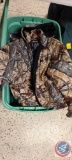 Hunting clothes, camping chairs, twin size, air mattress and queen size cot.