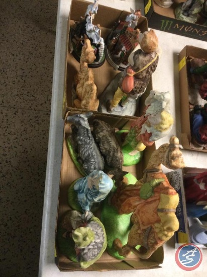 Nativity figurines and Christmas themed figurines. Unable to see any makers marks. The Christmas