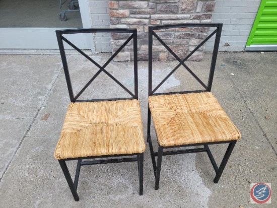 2 Metal and bamboo chairs