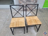 2 Metal and bamboo chairs