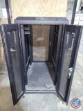 Server cabinet on casters with 2 cooling fans