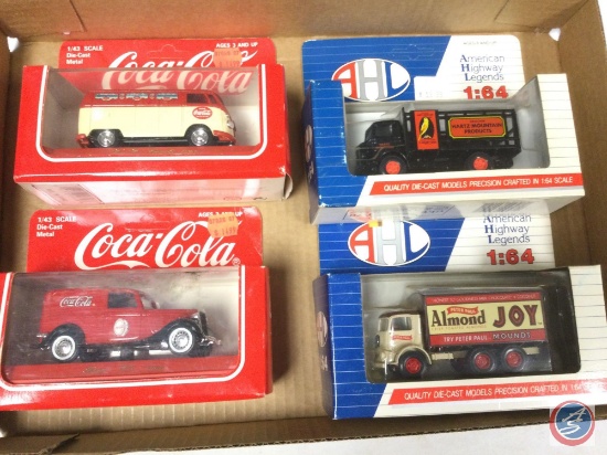 (1) Coca-Cola 1/43 Scale Delivery Truck, (1) Coca-Cola 1/43 Scale Delivery Van, (1) AHL Hartz
