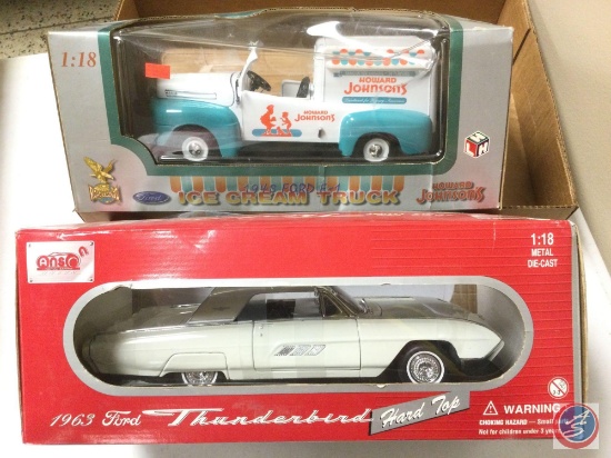 (1) 1963 Ford Thunderbird Hard Top 1/18 Scale, (1) 1943 Ford F-1 Ice Cream Truck 1/18 Scale