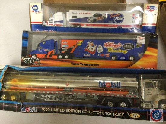 (1) Mobil 1999 Limited Edition Tanker Tractor/Trailer, (1) Hot Wheels Kellog's...Racing Team