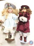 (2) Porcelain Dolls w/Stands