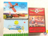 (1) Gulf Airplane Bank, (1) Field of Dreams Vega 5b Airplane Bank, (1) Texaco 1930 Travel Air Model