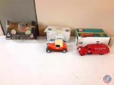 (1) diecast collectible gift Bank,(1)1:25 scale A&W Model A hot rod Roadster,(1) diecast Texaco 1939