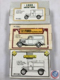 (1) ERTL Model T Bank 1/25 Scale Locking Coin Bank,...(1) ERTL 32 Ford Panel Delivery Locking Coin