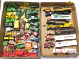 Assorted Small Die-Cast Farm Equipment, Construction Equipment, Tractors, Trailers and