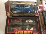 (1) Ford 1937 Convertible 1/18 Scale, (1) Classic American Fire Apparatus Set #5 FIre Heroes