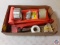 (1) Flat containing: Stanley Panel Carry, Pipe Wrench, 3 rolls of assorted tape, bundle of wood