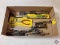 (1) Flat Assortment of Hand Tools, Pliers, Chisels, Punch, Pipe Wrench