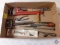 (1) Flat Assorted Tools, Punches, Chisels, Pipe Wrench, Caliper, Pliers, Drill Bit