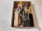 (1) Flat Assorted Tools, Screwdrivers, Brush, Tape Measure, Pliers, Punches, Corner Rounding Tool...