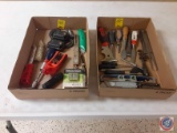 (2) Flats of assorted hand tools not all are named, Yankee Screwdriver, Flashlight, Utility Knife,