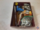 Yankee screwdriver, allen wrenches, bag of assorted sockets, bundle of pencils, dowlling jig, etc...