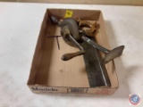 (1) Flat containing Vintage Back Saw, Old Hand Breast Drill.