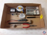 (1) Flat -... (2) Tape Measure, Punches, Pliers, Electrial Tester, Black and Decker Sanding Bits and
