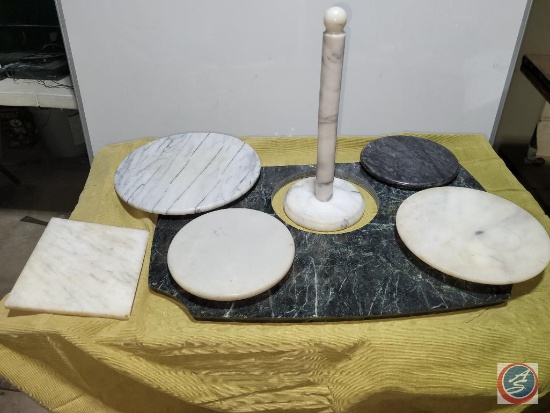 Marble hot plate holders and toilet paper roll holder