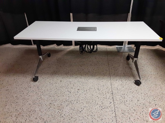 Wheeled Conference Room Table w/Tabletop Power Charging Outlet 72in x 30in x 29in