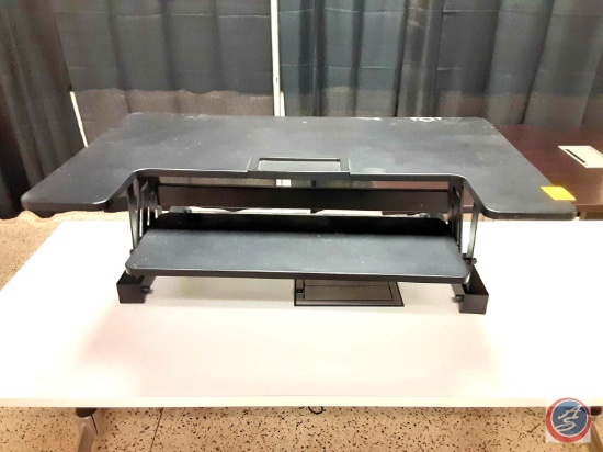 Adjustable Height Sit Stand Black Desk Converter Ergonomic Riser 36in x 22in x 16 1/2in