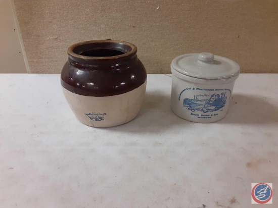 Vintage bean pot with blue stamp, vintage stoneware...and...Hendrick Daarlem Stoneware Tobacco Cigar
