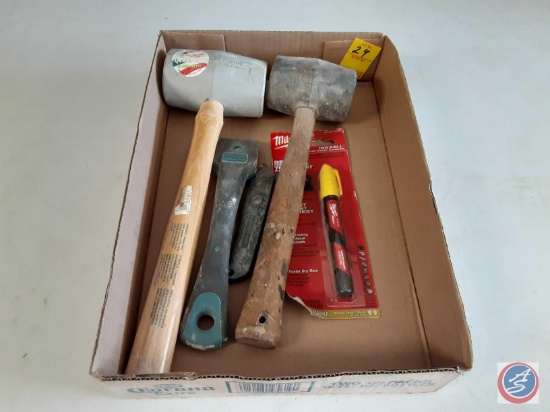 (1) Flat with 2- rubber hammers, scraper and the Milwaukee liquid paint marker
