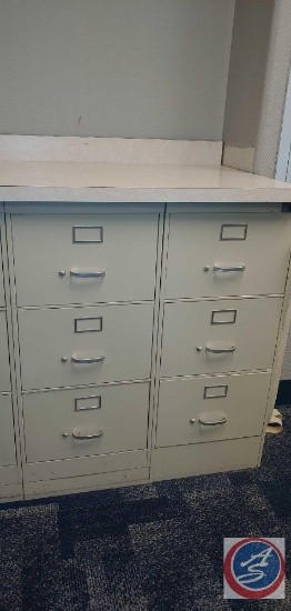 (2) 3 Drawer Metal Filing Cabinets.
