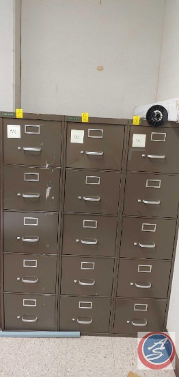(3) 5 Drawer metal commercial filing Cabinets.