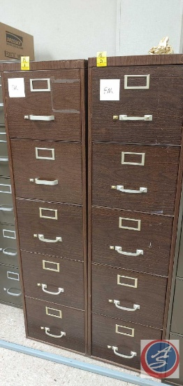(2) 5 drawer metal commercial filing cabinets.
